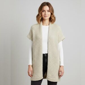 J. Jill Sweater Vest Cardigan Beige Size M